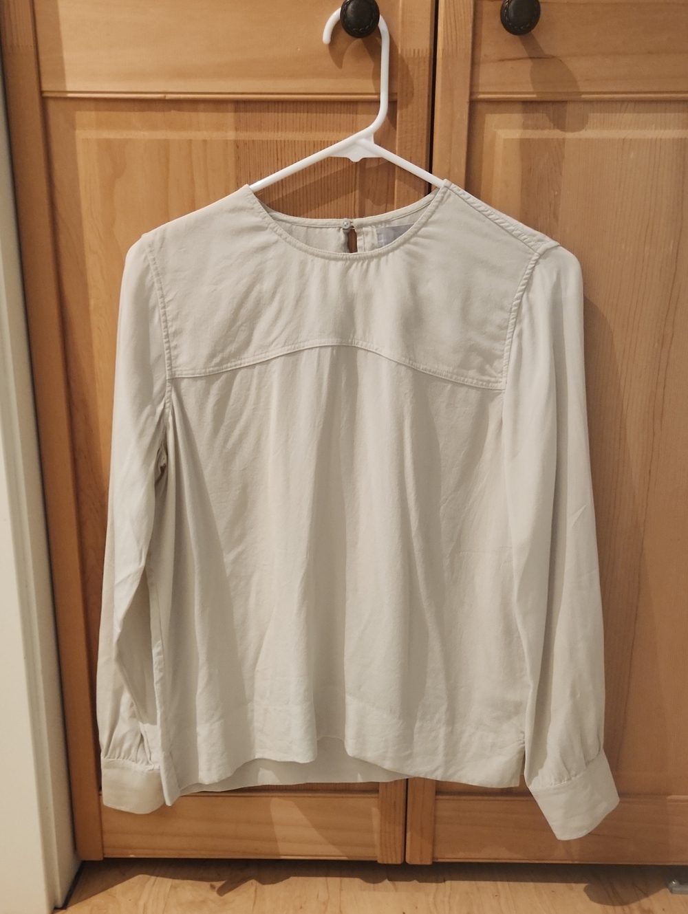 Everlane Silk Blouse Shirt Long Sleeve Size 2 Beige